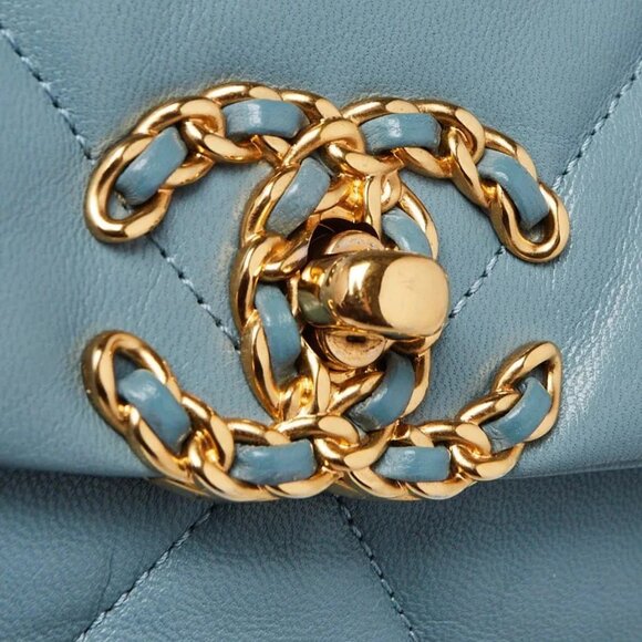 Chanel Light Blue Quilted Goatskin Leather Chanel 19 Small Flap Bag - Picture 6 of 10